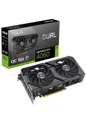 Відеокарта GeForce RTX 4060, Asus, DUAL EVO OC, 8Gb GDDR6, 128-bit, HDMI/3xDP, 2535/17000 MHz, 8-pin (DUAL-RTX4060-O8G-EVO)