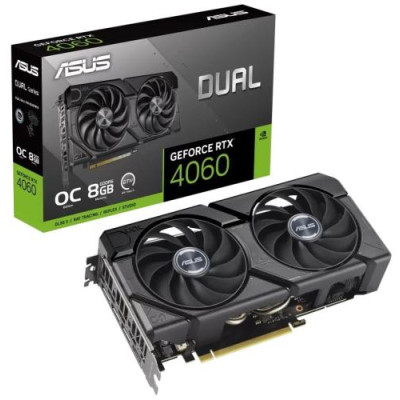 Відеокарта GeForce RTX 4060, Asus, DUAL EVO OC, 8Gb GDDR6, 128-bit, HDMI/3xDP, 2535/17000 MHz, 8-pin (DUAL-RTX4060-O8G-EVO)