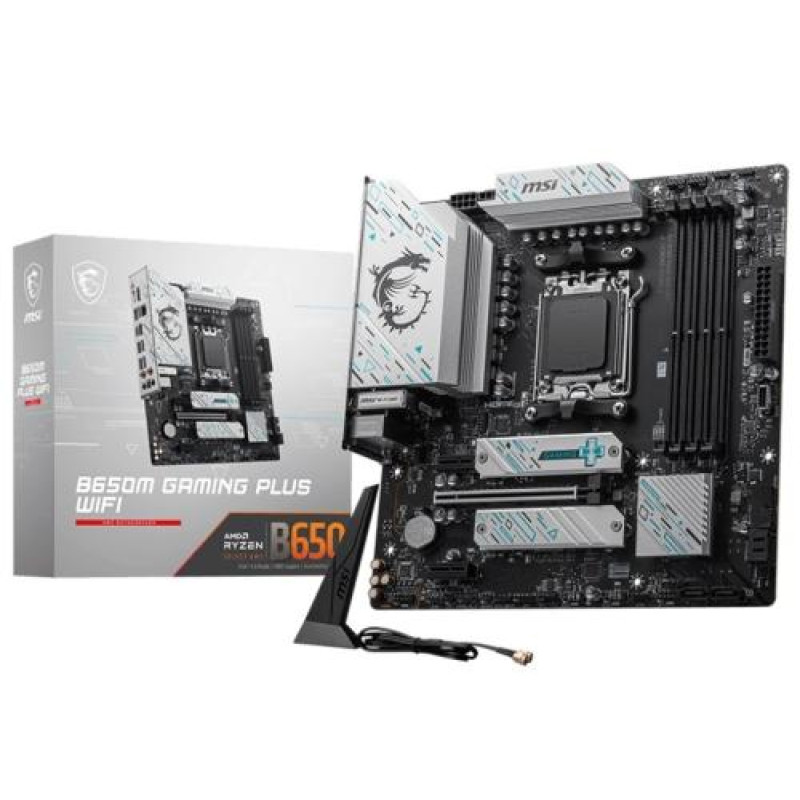 Материнська плата AM5 MSI B650M GAMING PLUS WIFI, B650, 4xDDR5, Int.Video (CPU), 4xSATA3, 2xM.2, 1xPCI-E 4.0 x16, 2xPCI-E 3.0 x1, ALC897, RTL8125BG, WiFi 6E, Bluetooth 5.3, 11xUSB3.2/4xUSB2.0, HDMI/DP, MicroATX