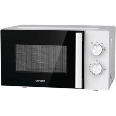 Мікрохвильова піч Gorenje MO20E1WH, White, 800W, 20л, звичайна (соло), 5 рівнів потужності, поворотні перемикачі, відкривання ручкою, очищення парою AquaClean