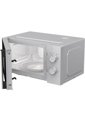 Мікрохвильова піч Gorenje MO20E1WH, White, 800W, 20л, звичайна (соло), 5 рівнів потужності, поворотні перемикачі, відкривання ручкою, очищення парою AquaClean