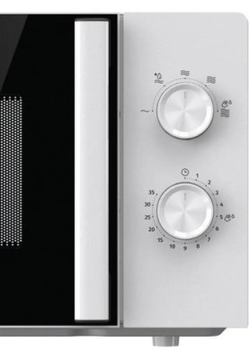 Мікрохвильова піч Gorenje MO20E1WH, White, 800W, 20л, звичайна (соло), 5 рівнів потужності, поворотні перемикачі, відкривання ручкою, очищення парою AquaClean