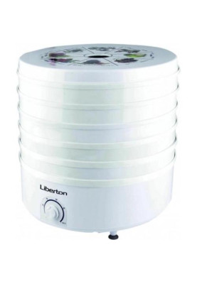 Сушарка овочів та фруктів Liberton LFD-5220, White, 550 Вт, механічне керування, об'єм 20л, 5 ярусів, регулювання висоти, діапазон температури 35-70C, діаметри 38.5см