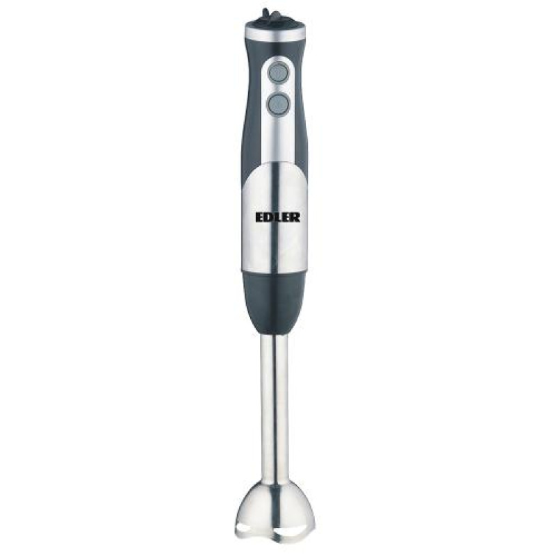Блендер Edler EDHB-1251, Black/Steel, 500W, занурювальний, 2 швидкості з плавним регулюванням, мірний стакан 600мл, подрібнювач 500мл, вінчик для збивання, нога та леза з нержавіючої сталі
