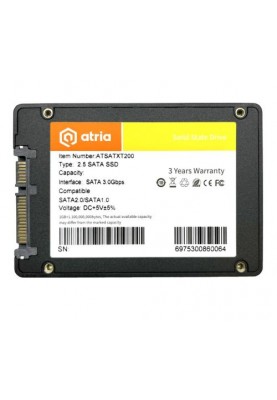 Твердотільний накопичувач SSD 256Gb, Atria XT200, SATA3, 2.5", 3D TLC, 550/455 МБ/с (ATSATXT200/256)