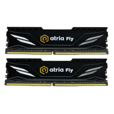 Пам'ять 8Gb x 2 (16Gb Kit) DDR4, 3200 MHz, Atria Fly, Black, 18-22-22-42, 1.35V, з радіатором (UAT43200CL18BK2/16)