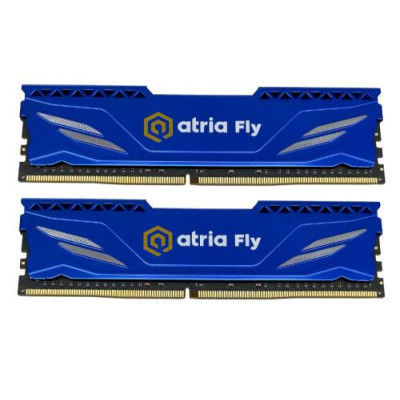 Пам'ять 8Gb x 2 (16Gb Kit) DDR4, 3200 MHz, Atria Fly, Dark Blue, 18-22-22-42, 1.35V, з радіатором (UAT43200CL18BLK2/16)