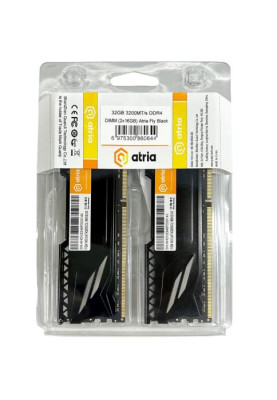 Пам'ять 16Gb x 2 (32Gb Kit) DDR4, 3200 MHz, Atria Fly, Black, 18-22-22-42, 1.35V, з радіатором (UAT43200CL18BK2/32)