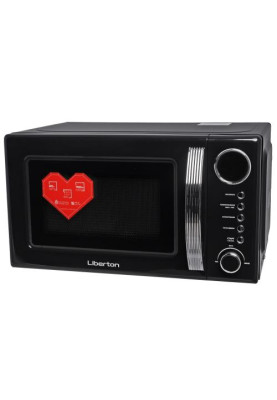 Мікрохвильова піч Liberton LMW-2083E Black, 700W, 20 л, 5 рівнів потужності, керування електронне, діаметр поворотного столу 25.5 см, відкривання ручкою