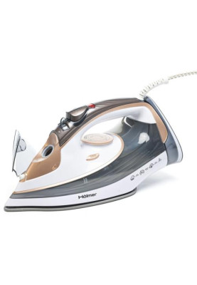 Праска Holmer HIC-2638, White, 2600W, кераміка, паровий удар 130 г/хв, постійна подача пари 40 г/хв, вертикальне відпарювання, очищення від накипу