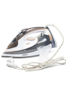 Праска Holmer HIC-2638, White, 2600W, кераміка, паровий удар 130 г/хв, постійна подача пари 40 г/хв, вертикальне відпарювання, очищення від накипу
