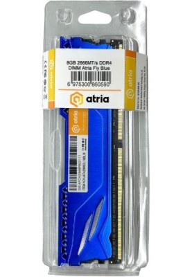 Пам'ять 8Gb DDR4, 2666 MHz, Atria Fly, Dark Blue, 19-19-19-43, 1.2V, з радіатором (UAT42666CL19BL/8)