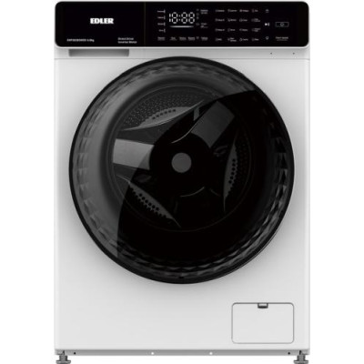 Пральна машина Edler EWF6028SWDD, White, 6кг, фронтальна, 16 програм, 1200 об/хв, чорний люк, інвертор, прямий привід LG, сенсорний дисплей, підсвітка баку, пара, комбіноване керування, барабан «Snowflake», функція Smart Wash, A+++, 85x59.5x51см