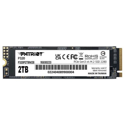 Твердотільний накопичувач SSD 2Tb, Patriot P320, PCI-E 3.0 x4, M.2 2280, 3D TLC, 3000/2200 МБ/с (P320P2TBM28)