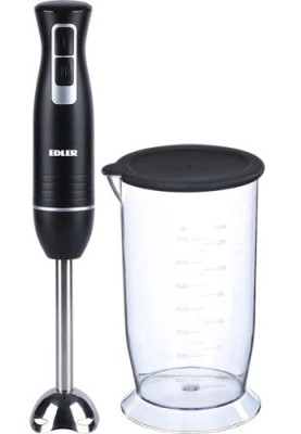 Блендер Edler EDHB-2101, Black, 400W, занурювальний, 2 швидкості, мірний стакан з кришкою 700мл, нога та леза з нержавіючої сталі, корпус з ABS пластику