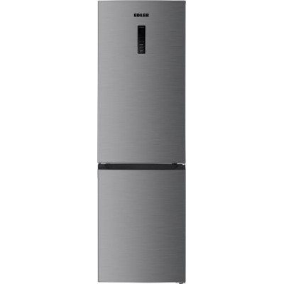 Холодильник Edler ED-447SINB, Inox, двокамерний, з нижньою мор. камерою, No Frost, загальний об'єм 342L, корисний об'єм 245L/97L, дисплей, електронне керування, режим "відпустка", суперзаморожування, A+, 193.5x60x66.5см