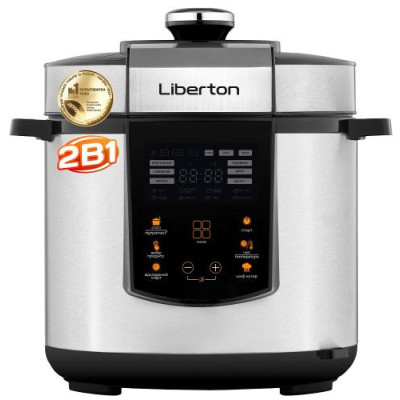 Мультиварка-скороварка Liberton LPC-4501, Inox/Black, 900W, електронне управління, чаша 5л, дисплей, 20 програм, мультикухар, антипригарне покриття, таймер відстрочки, автопідігрів