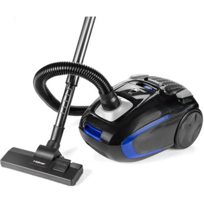 Пилосос Holmer HVC-835BG ECO, Black/Blue, 900W, багаторазовий мішок, об'єм пилозбірника 3.5л, універсальна щітка підлога/килим; 2в1 для м'яких меблів і щілинна, HEPA-фільтр, який можна мити, регулювання потужності на корпусі
