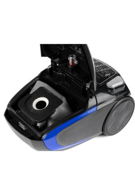 Пилосос Holmer HVC-835BG ECO, Black/Blue, 900W, багаторазовий мішок, об'єм пилозбірника 3.5л, універсальна щітка підлога/килим; 2в1 для м'яких меблів і щілинна, HEPA-фільтр, який можна мити, регулювання потужності на корпусі