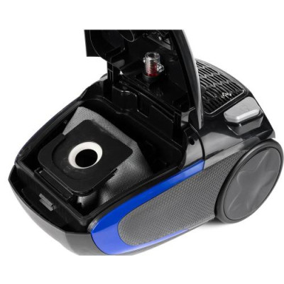 Пилосос Holmer HVC-835BG ECO, Black/Blue, 900W, багаторазовий мішок, об'єм пилозбірника 3.5л, універсальна щітка підлога/килим; 2в1 для м'яких меблів і щілинна, HEPA-фільтр, який можна мити, регулювання потужності на корпусі