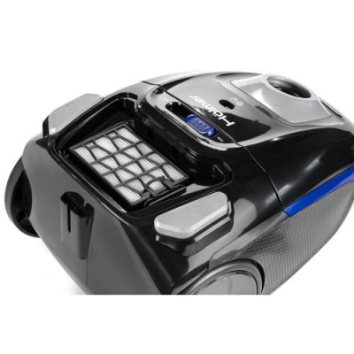 Пилосос Holmer HVC-835BG ECO, Black/Blue, 900W, багаторазовий мішок, об'єм пилозбірника 3.5л, універсальна щітка підлога/килим; 2в1 для м'яких меблів і щілинна, HEPA-фільтр, який можна мити, регулювання потужності на корпусі