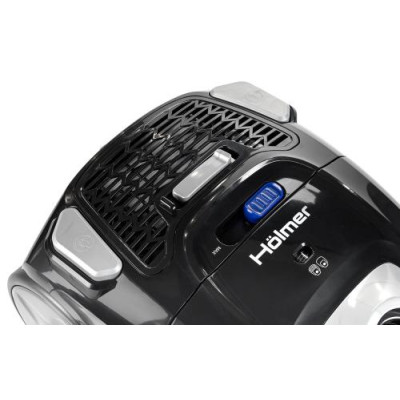 Пилосос Holmer HVC-835BG ECO, Black/Blue, 900W, багаторазовий мішок, об'єм пилозбірника 3.5л, універсальна щітка підлога/килим; 2в1 для м'яких меблів і щілинна, HEPA-фільтр, який можна мити, регулювання потужності на корпусі