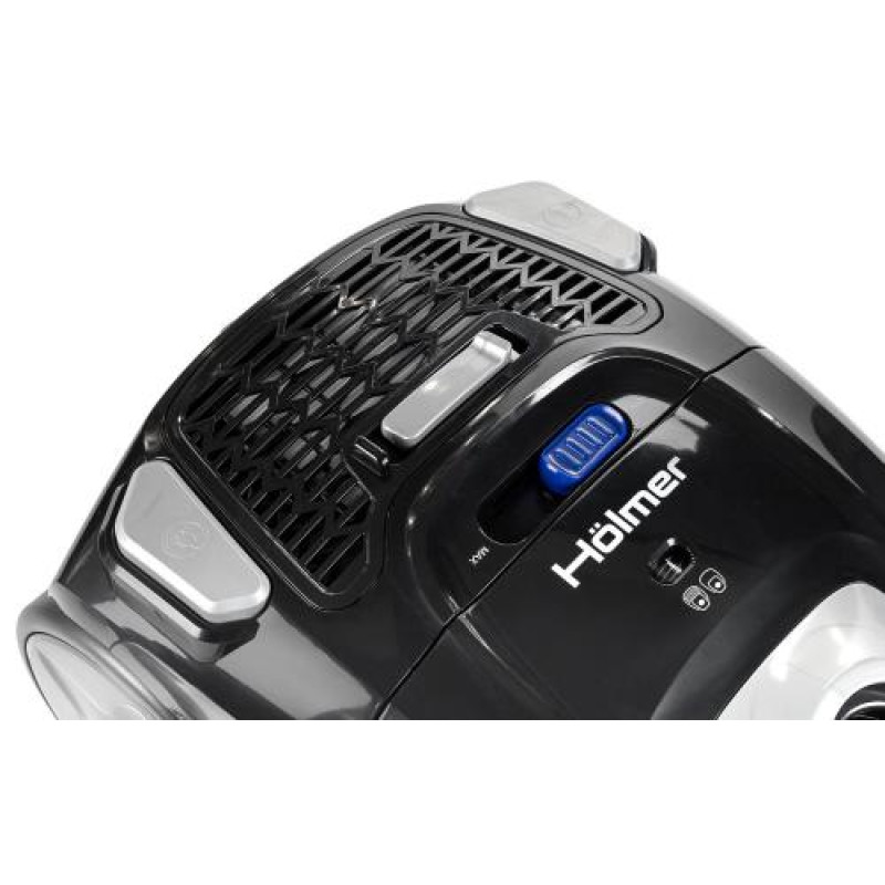 Пилосос Holmer HVC-835BG ECO, Black/Blue, 900W, багаторазовий мішок, об'єм пилозбірника 3.5л, універсальна щітка підлога/килим; 2в1 для м'яких меблів і щілинна, HEPA-фільтр, який можна мити, регулювання потужності на корпусі