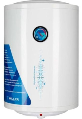 Водонагрівач Willer EV50DR Optima, White, 1500W, 50л, вертикальний, сухий ТЕН, 2 ТЕНи, механічне керування, зовнішній терморегулятор, бак титанокварцова емаль, C, 61.5х41х43см