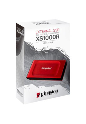 Зовнішній накопичувач SSD, 2Tb, Kingston XS1000, Red, Type-C 3.2 (Gen 2), 1050 / 1000 Мб/с (SXS1000R/2000G)