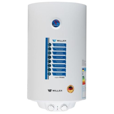 Водонагрівач Willer EV100DR Prime, White, 1500W, 100л, сухий ТЕН, 1 ТЕН, механічне керування, зовнішній терморегулятор, бак титанокварцова емаль, C, 89.5х45х46.5см