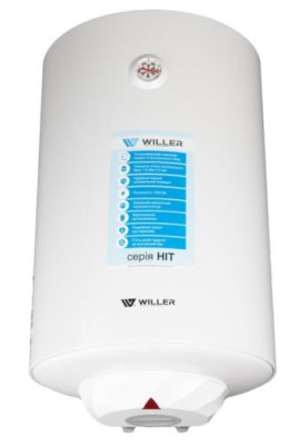 Водонагрівач Willer EV80R-HIT, White, 1500W, 80л, вертикальний, мокрий ТЕН, механічне керування, зовнішній терморегулятор, бак титанокварцова емаль, C, 75.8х45х46.5см