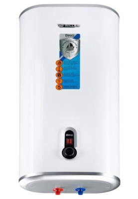 Водонагрівач Willer IV50DR Brig, White, 2000W, 50л, плаский, сухий ТЕН, вертикальний, 2 ТЕНи, механічне керування, 2 режими потужності, зовнішній терморегулятор, бак нержавіюча сталь, D, 86.5х43.5х26см