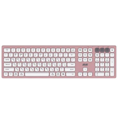 Клавіатура бездротова 2E KS270, Pink/White, Bluetooth / USB 2.4GHz, до 10 м, 2xAAA (2E-KS270WBPN_UA)