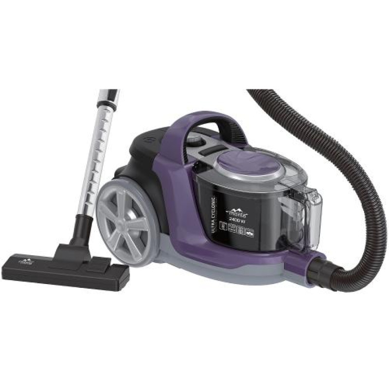 Пилосос Monte MT-8135, Violet/Black, 2400W, контейнер, потужність всмоктування 500W, об'єм пилозбірника 3.5л, циклонна система, щітка підлога/килим, щілинна, для паркету, для м'яких меблів, HEPA-фільтр