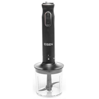 Блендер Eisen EBS-104P, Black, 1000W, понурювальний, 2 швидкості з плавним регулюванням, турбо режим, подрібнювач 400мл, склянка 500мл, насадка для пюре, винчик