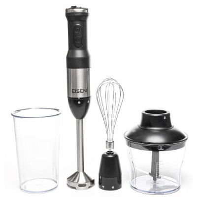 Блендер Eisen EHB-123SS, Black, 1200W, понурювальний, 2 швидкості з 15 ступ. плавним регулюванням, турбо режим, подрібнювач 650мл, склянка 800мл, винчик