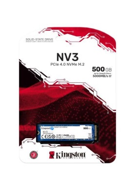 Твердотільний накопичувач SSD 500Gb, Kingston NV3, PCI-E 4.0 x4, M.2 2280, 3D TLC, 5000/3000 МБ/с (SNV3S/500G)