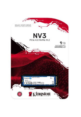 Твердотільний накопичувач SSD 1Tb, Kingston NV3, PCI-E 4.0 x4, M.2 2280, 3D TLC, 6000/4000 МБ/с (SNV3S/1000G)