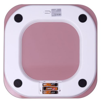 Ваги підлогові Liberton LBS-0812 SMART, Pink, LCD-дисплей, синхронизація по Bluetooth, максимальна вага 180кг, точність вимірювання 100г, матеріал поверхні ударостійке скло, індикатор заряду, індикатор перевантаження, живлення 3*AAA (у комплекті)