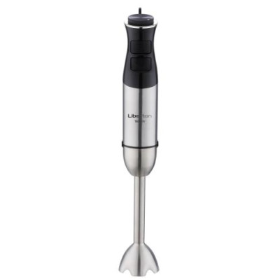Блендер Liberton LHB-0313, Black/Inox, 1500W, занурювальній, плавне рег швидкості, вінчик, мірний стакан 600мл, подрібнювач 400мл, мультиподрібнювач 2л, 2 диски, спінювач молока, 2 насадки для нарізання кубиками