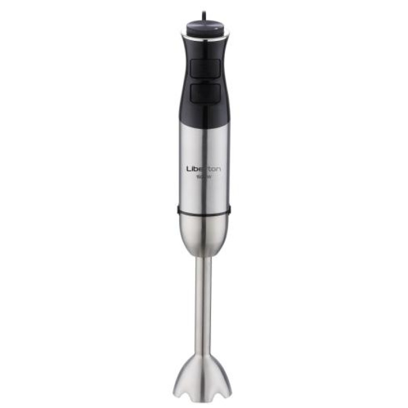 Блендер Liberton LHB-0313, Black/Inox, 1500W, занурювальній, плавне рег швидкості, вінчик, мірний стакан 600мл, подрібнювач 400мл, мультиподрібнювач 2л, 2 диски, спінювач молока, 2 насадки для нарізання кубиками