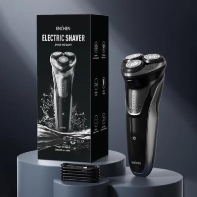 Електробритва Xiaomi Enchen BlackStone Plus, Black, час заряджання акумулятора 1 година, час роботи від акумулятора 90 хв, індикатор заряджання, плаваючі голівки, тример