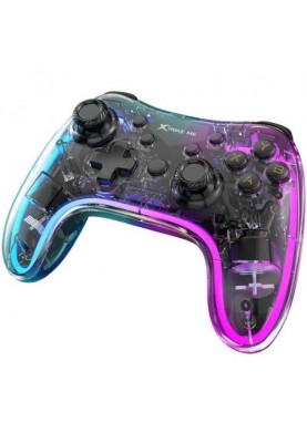 Геймпад Xtrike-Me GP-52, Transparent, бездротовий (Bluetooth), Switch / PS4 / PS3 / PC / Android / iOS, 17 кнопок, вібрація, LED підсвічування, акумулятор 800 mAh, Type-C