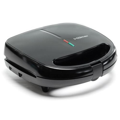 Мультимейкер Holmer HCG-04SM, Black, 800 Вт, 4 панелі: сендвічі; гриль; віденські вафлі; печиво "горішки", розмір панелей 22,5х12,5см, захист від перегріву, індикатор нагріву
