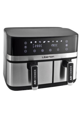 Мультипіч Liberton LAF-3205, Black/Inox, 2700W, 9л (5.5+3.5), 8 програм, 2 чаші, роздільне приготування, керування сенсорне, дисплей, таймер, антипригарне покриття чаші, 80-200 ˚C, спрей для олії, тримач для тостів, щипці для іжі, щітка для олії