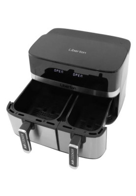 Мультипіч Liberton LAF-3205, Black/Inox, 2700W, 9л (5.5+3.5), 8 програм, 2 чаші, роздільне приготування, керування сенсорне, дисплей, таймер, антипригарне покриття чаші, 80-200 ˚C, спрей для олії, тримач для тостів, щипці для іжі, щітка для олії