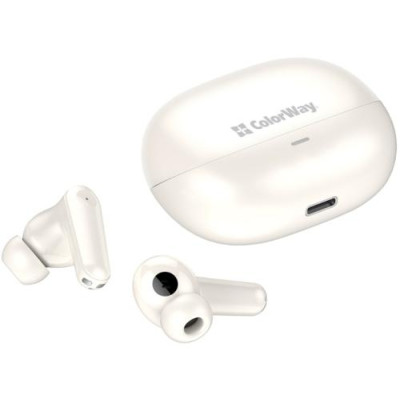 Навушники бездротові ColorWay Earbuds TWS 1, Beige, Bluetooth 5.3, мікрофон, динаміки 13 мм, сенсорне керування, кейс для зарядки, 40 mAh / 400 mAh, Type-C (CW-TWS1BE)