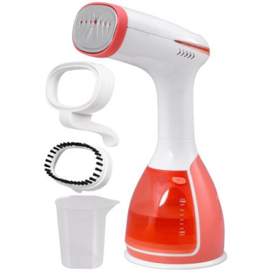 Відпарювач Liberton LHS-6901, White/Orange, 1500W, постійна пара 25 г/хв, об'єм бака для води 280мл, паровий удар, вертикальне та горизонтальне відпарювання, щітка, кліпса для брюк, антикрапля