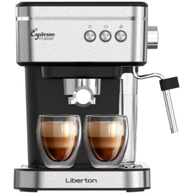 Кавоварка Liberton LCM-2204, Black/Inox, 950W, ріжкова, резервуар для води 1.2л, ручний капучинатор, приготування 2 чашок одночасно, захист від перегріву та надлишкового тиску