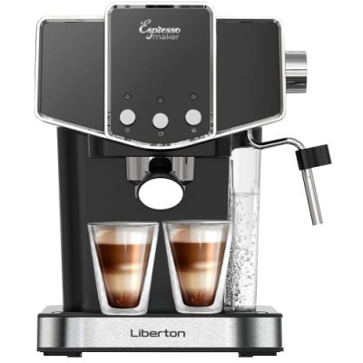 Кавоварка Liberton LCM-2205, Black/Inox, 950W, ріжкова, резервуар для води 1.2л, ручний капучинатор, приготування 2 чашок одночасно, захист від перегріву та надлишкового тиску